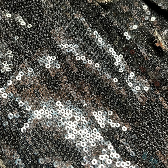 DESIGUAL "Happy Returns" Black Sequin Button Detail Fitted Party/NYE Vest SZ S - Picture 11 of 16